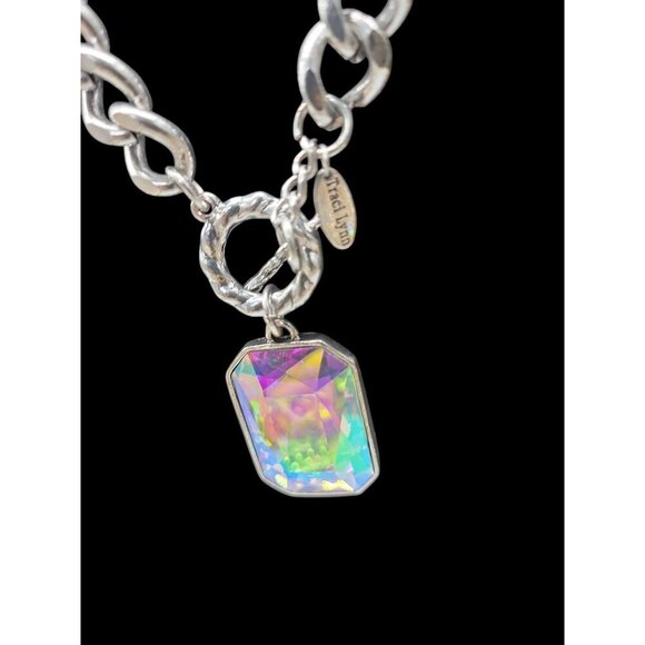 Traci Lynn Crystal Pendant Toggle Necklace Large Chunky Statement Necklace 20" - Picture 11 of 16